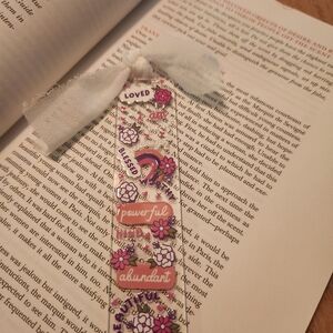 Acrylic floral inspirational bookmark with ribbon